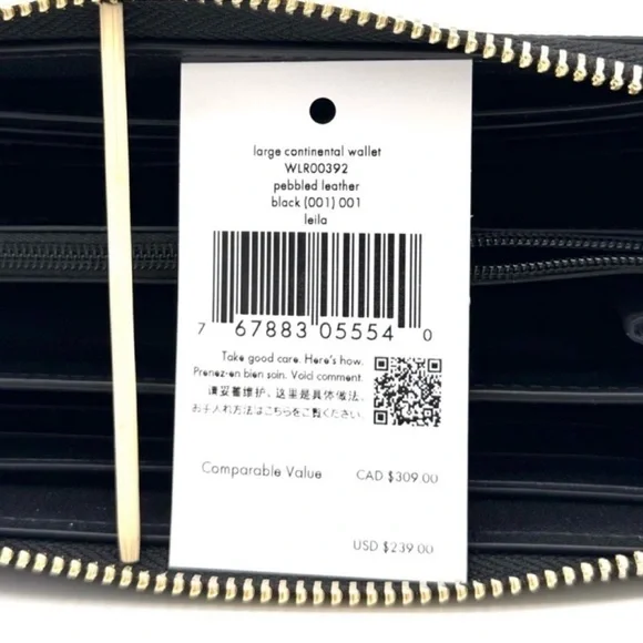 Kate Spade Leila Large Continental Wallet Black/Gold - Picture 8 of 8